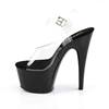Pleaser - ADORE708 Sandale à bride à la cheville, Pole dance chaussures - Chaussures de pole dance - Noir/Transparent Product image